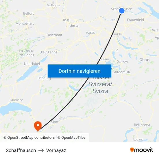 Schaffhausen to Vernayaz map