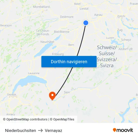 Niederbuchsiten to Vernayaz map