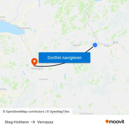 Steg-Hohtenn to Vernayaz map