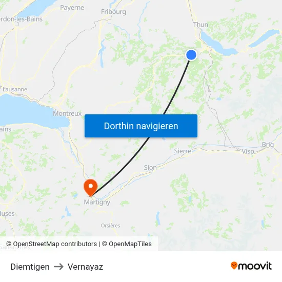 Diemtigen to Vernayaz map