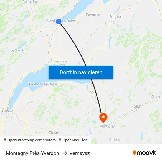 Montagny-Près-Yverdon to Vernayaz map
