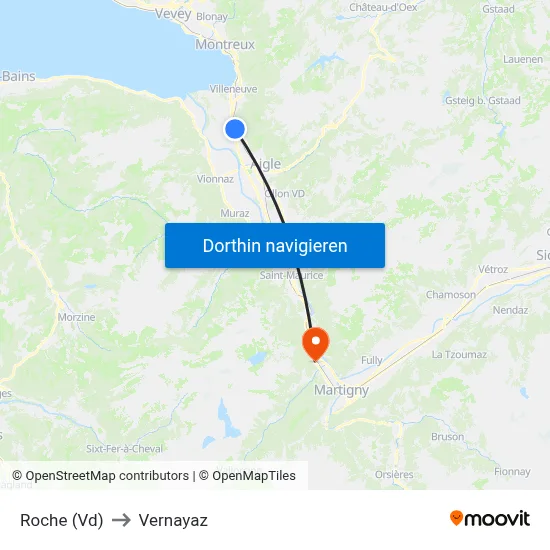 Roche (Vd) to Vernayaz map