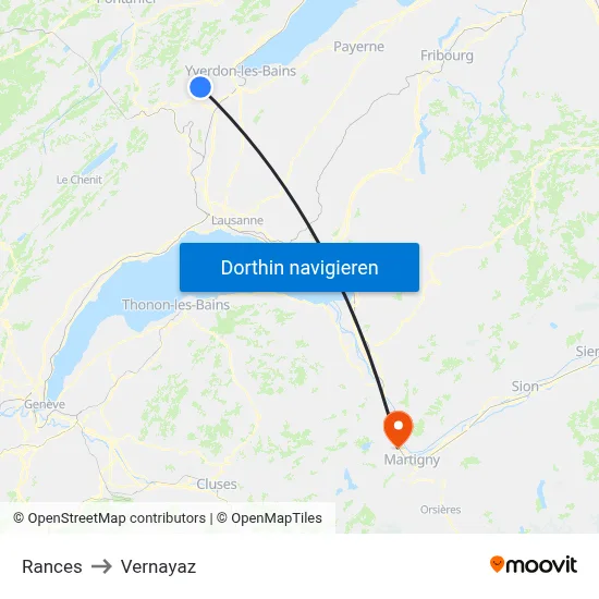 Rances to Vernayaz map