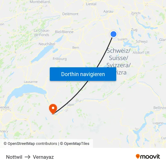 Nottwil to Vernayaz map