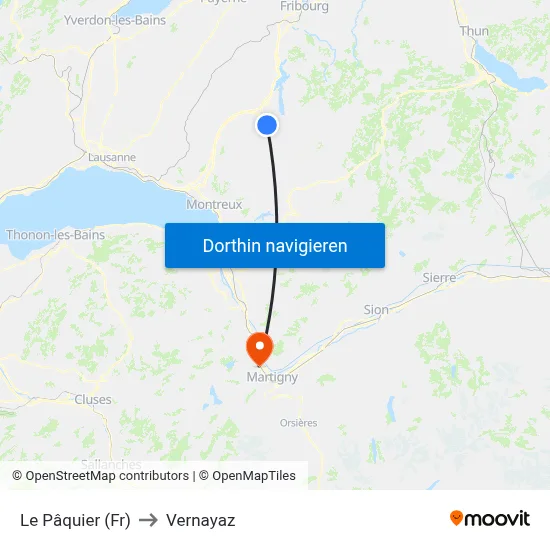Le Pâquier (Fr) to Vernayaz map