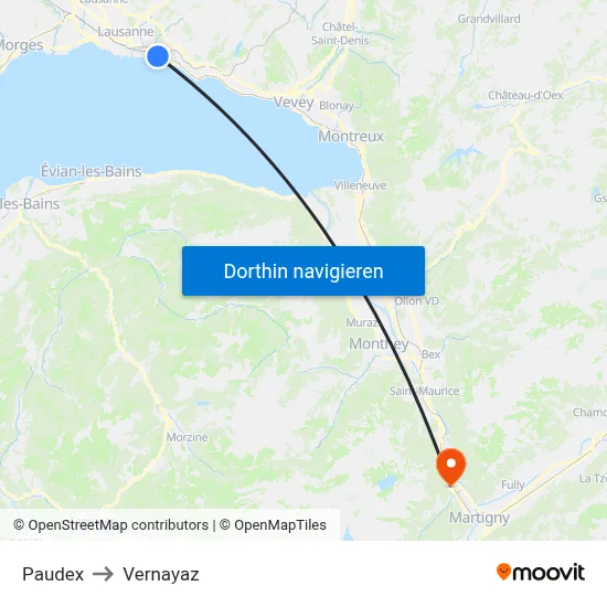 Paudex to Vernayaz map