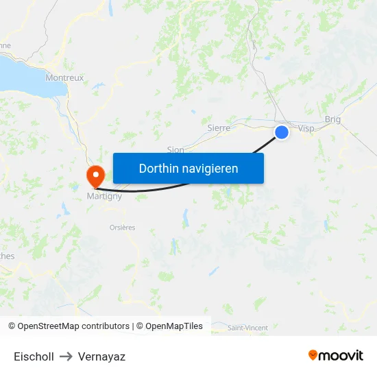 Eischoll to Vernayaz map