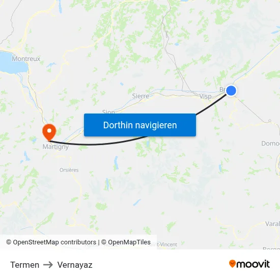Termen to Vernayaz map