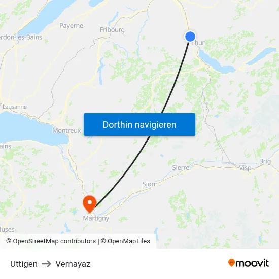 Uttigen to Vernayaz map
