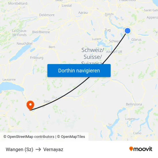 Wangen (Sz) to Vernayaz map