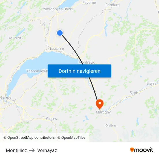 Montilliez to Vernayaz map