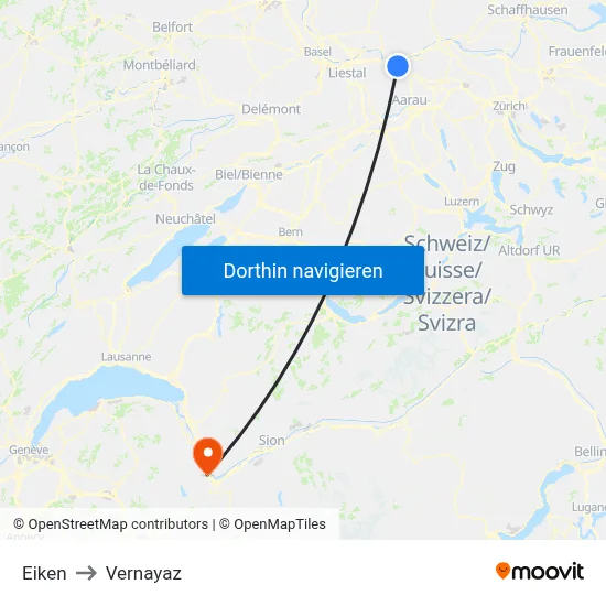Eiken to Vernayaz map