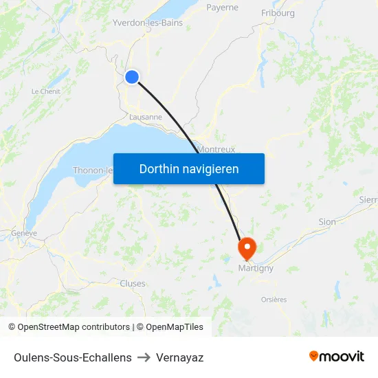 Oulens-Sous-Echallens to Vernayaz map