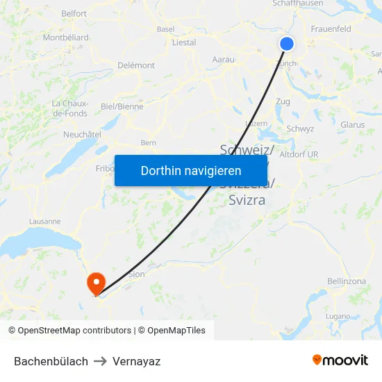 Bachenbülach to Vernayaz map