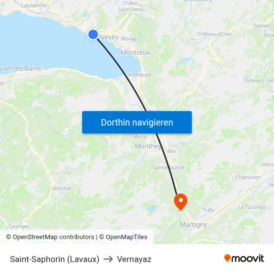 Saint-Saphorin (Lavaux) to Vernayaz map