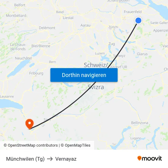 Münchwilen (Tg) to Vernayaz map