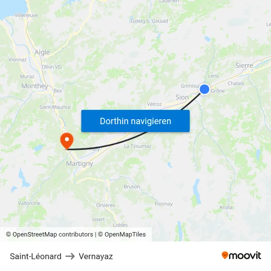 Saint-Léonard to Vernayaz map