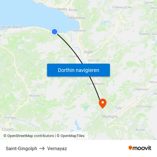 Saint-Gingolph to Vernayaz map