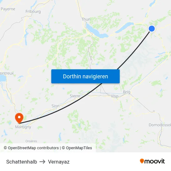 Schattenhalb to Vernayaz map