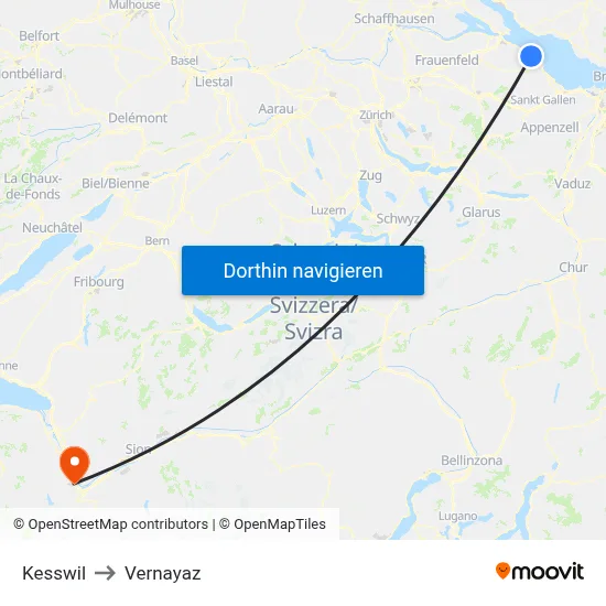 Kesswil to Vernayaz map