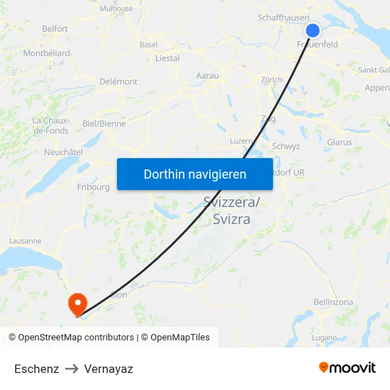 Eschenz to Vernayaz map