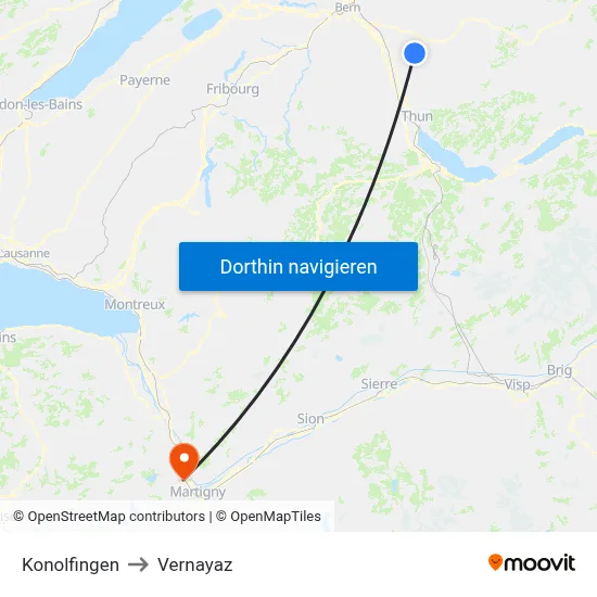 Konolfingen to Vernayaz map