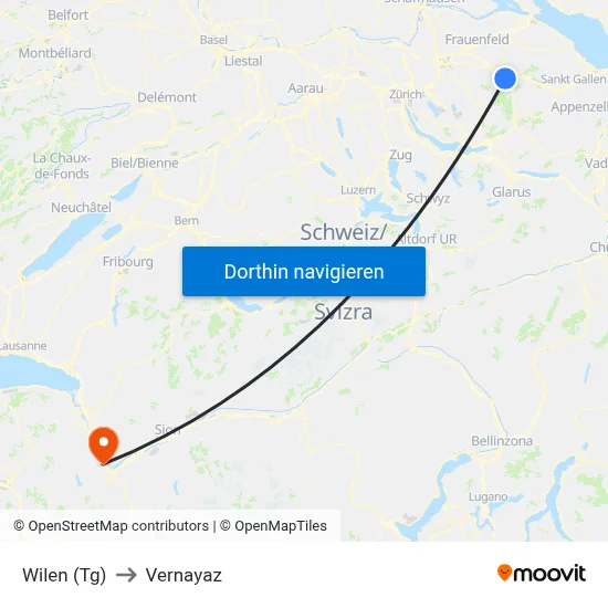 Wilen (Tg) to Vernayaz map