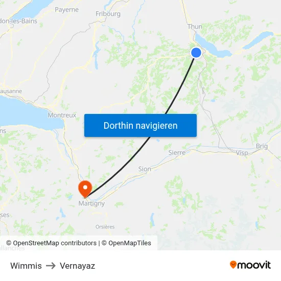 Wimmis to Vernayaz map