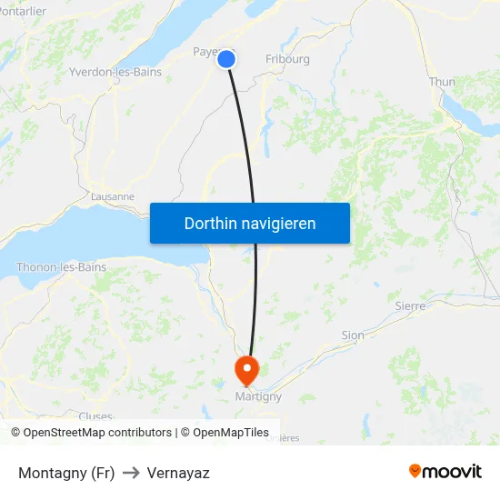 Montagny (Fr) to Vernayaz map