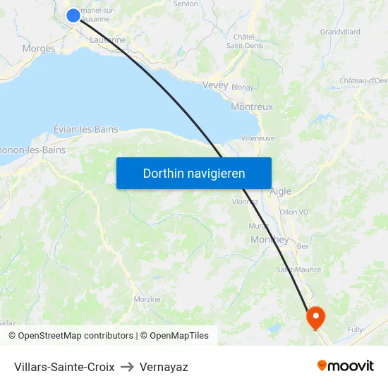 Villars-Sainte-Croix to Vernayaz map