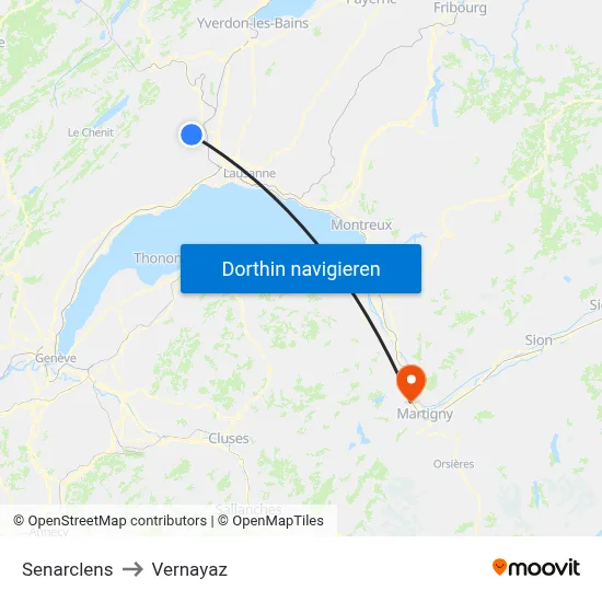 Senarclens to Vernayaz map