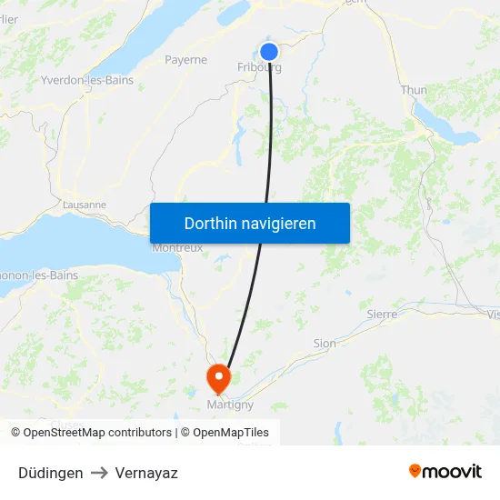 Düdingen to Vernayaz map