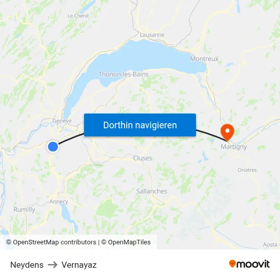 Neydens to Vernayaz map