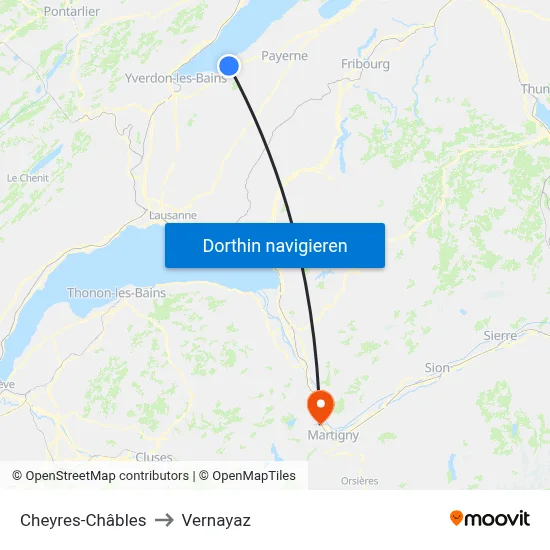 Cheyres-Châbles to Vernayaz map