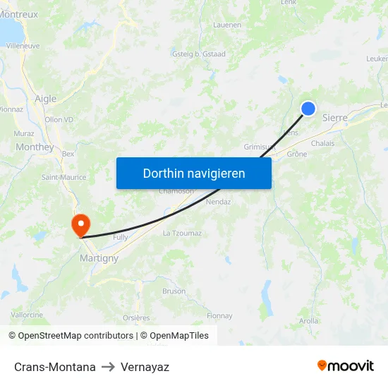 Crans-Montana to Vernayaz map