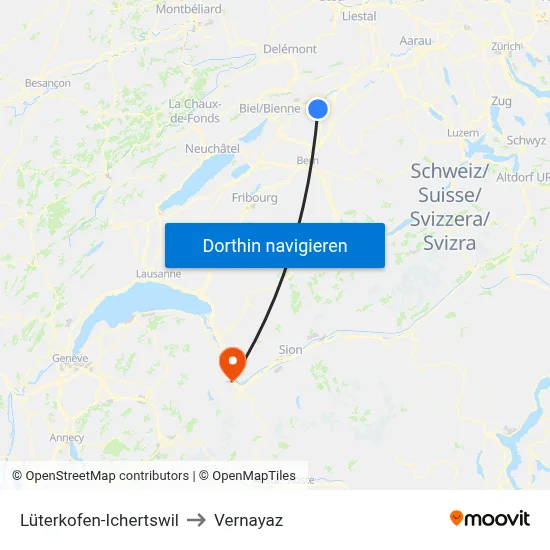 Lüterkofen-Ichertswil to Vernayaz map