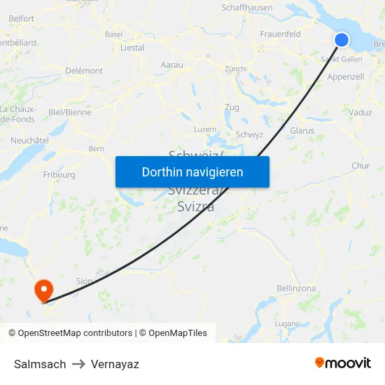 Salmsach to Vernayaz map