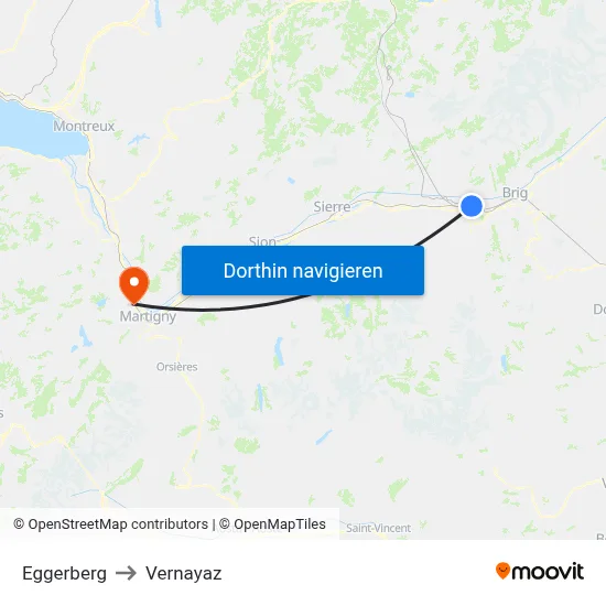 Eggerberg to Vernayaz map