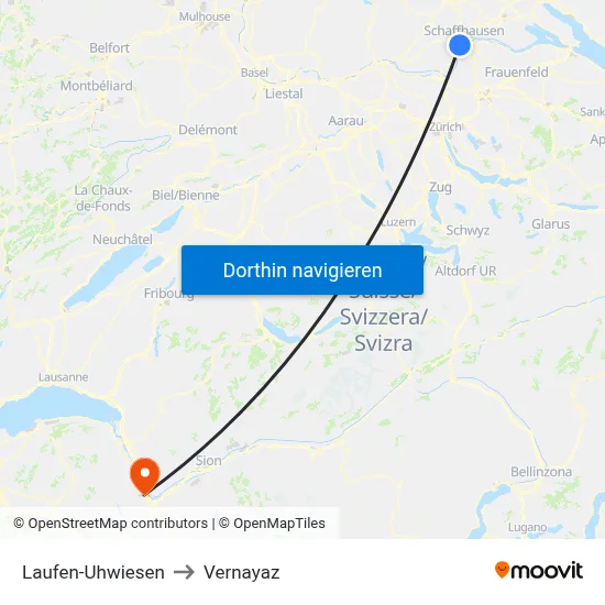 Laufen-Uhwiesen to Vernayaz map