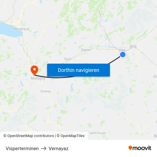 Visperterminen to Vernayaz map
