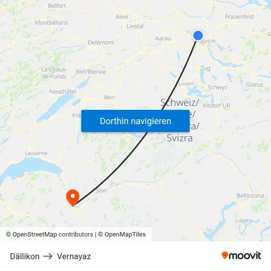 Dällikon to Vernayaz map