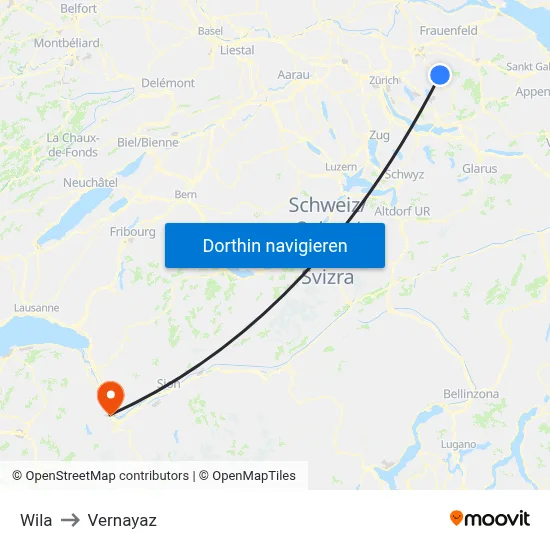 Wila to Vernayaz map