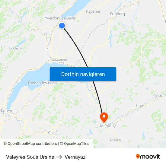 Valeyres-Sous-Ursins to Vernayaz map