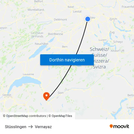 Stüsslingen to Vernayaz map