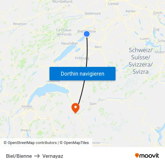 Biel/Bienne to Vernayaz map