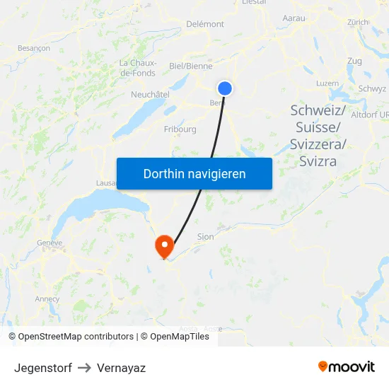 Jegenstorf to Vernayaz map