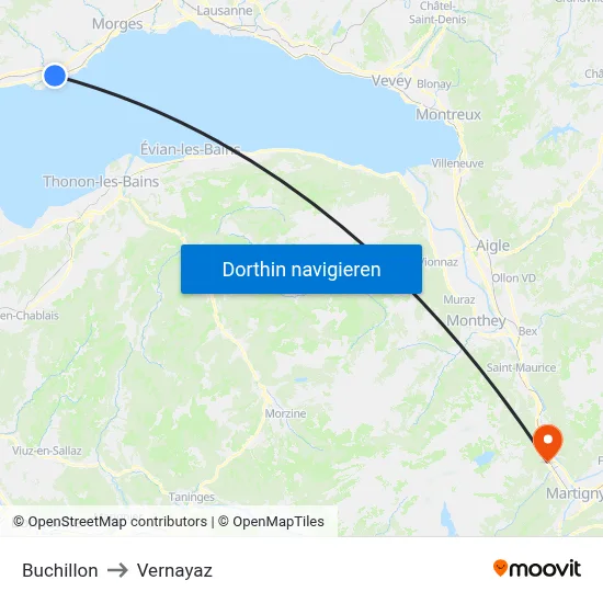 Buchillon to Vernayaz map