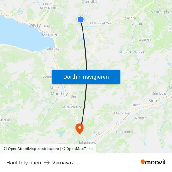 Haut-Intyamon to Vernayaz map