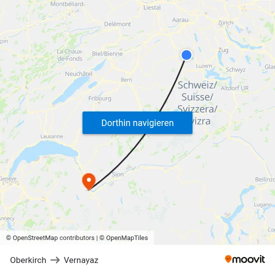 Oberkirch to Vernayaz map