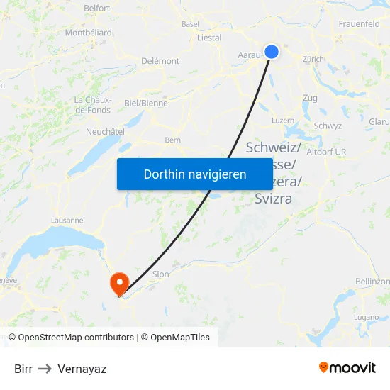Birr to Vernayaz map